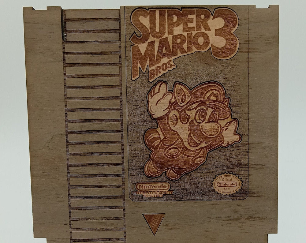Wooden Super Mario Bros 3 NES Cartridge