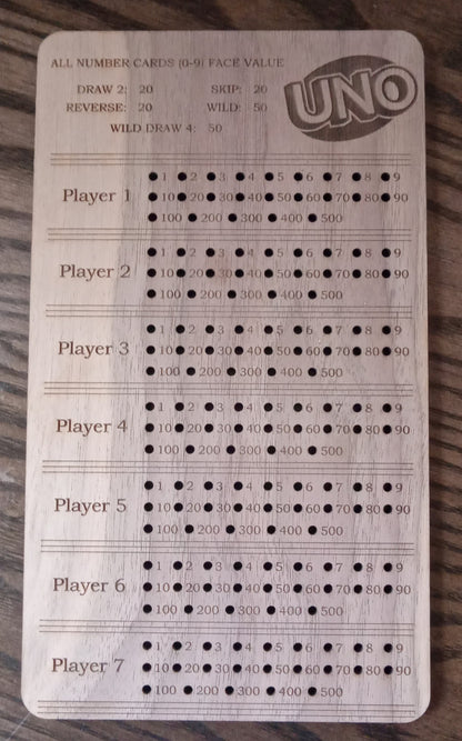Uno Score Card Walnut Laser Engraved