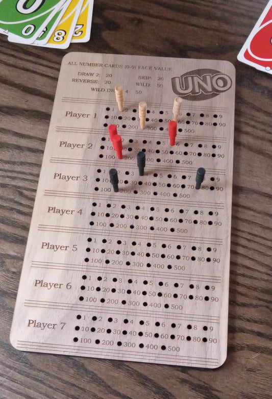 Uno Score Card Walnut Laser Engraved