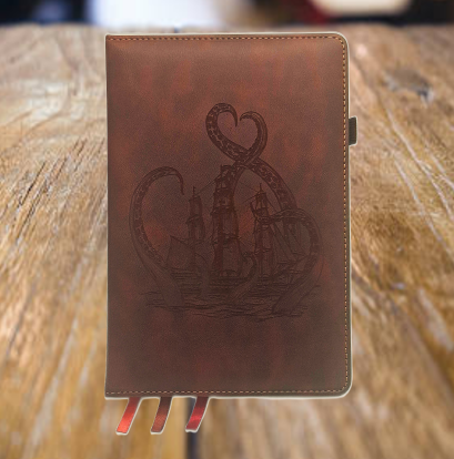 Kraken And Ship Leather Notebook
