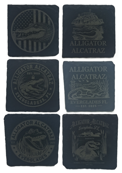 Alligator Alcatraz Slate Coasters